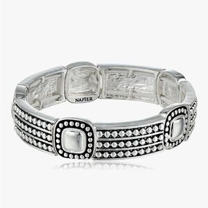 Napier Silver and Black Beaded Bracelet